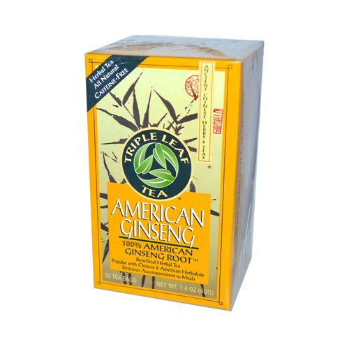 Triple Leaf Tea American Ginseng - Caffeine Free - Case Of 6 - 20 Bags