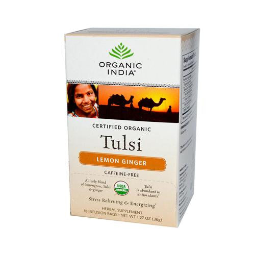 Organic India Tulsi Tea Lemon Ginger - 18 Tea Bags - Case Of 6