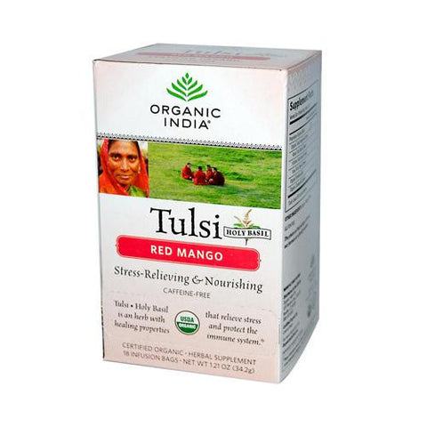 Organic India Tulsi Tea Red Mango - 18 Tea Bags - Case Of 6