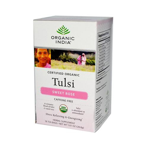 Organic India Tulsi Tea Sweet Rose - 18 Tea Bags - Case Of 6