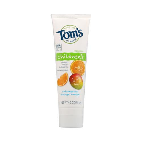 Tom's Of Maine Children's Natural Fluoride Toothpaste Outrageous Orange Mango - 4.2 Oz - Case Of 6