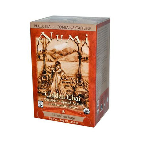 Numi Golden Chai Spiced Assam Black Tea - 18 Tea Bags - Case Of 6