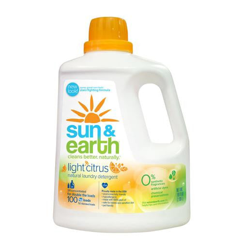 Sun And Earth 2x Laundry Detergent - Light Citrus Scent- Case Of 4 - 100 Oz