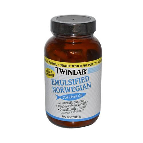 Twinlab Emulsified Norwegian Cod Liver Oil - 100 Softgels