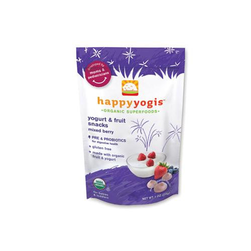 Happy Baby Happy Yogis Organic Superfoods Yogurt And Fruit Snacks, Mixed Berry - 1 Oz - Case Of 8