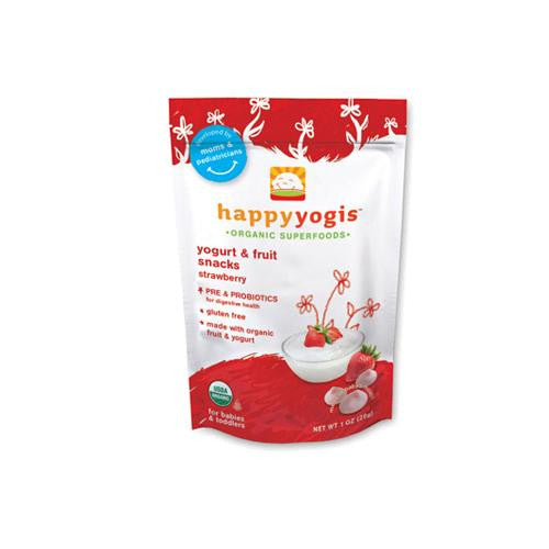 Happy Baby Happy Yogis Organic Superfoods Yogurt And Fruit Snacks Strawberry - 1 Oz - Case Of 8