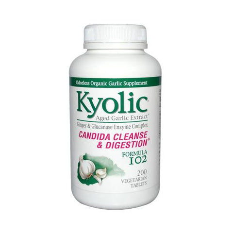 Kyolic Aged Garlic Extract Candida Cleanse And Digestion Formula 102 - 200 Vegetarian Tablets