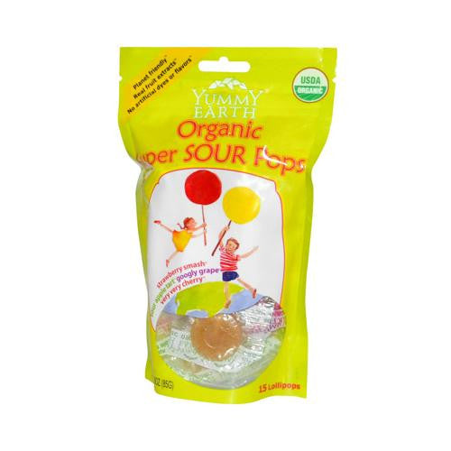 Yummy Earth Organic Super Sour Standup Lollipops - 3 Oz - Case Of 6