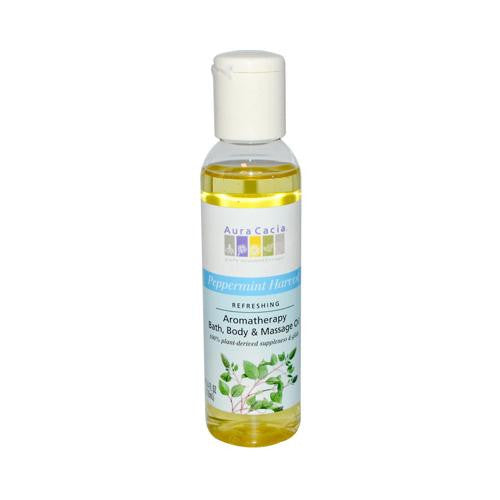 Aura Cacia Aromatherapy Bath Body And Massage Oil Peppermint Harvest - 4 Fl Oz