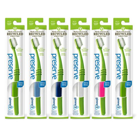 Preserve Adult Ultra Soft Toothbrush With Mailer - 6 Pack - Assorted Colors