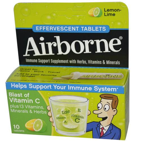 Airborne Effervescent Tablets With Vitamin C - Lemon Lime - 10 Tablets