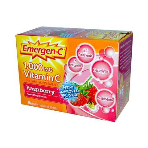 Alacer Emergen-c Vitamin C Fizzy Drink Mix Raspberry - 1000 Mg - 30 Packets