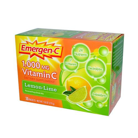 Alacer Emergen-c Vitamin C Fizzy Drink Mix Lemon Lime - 1000 Mg - 30 Packets