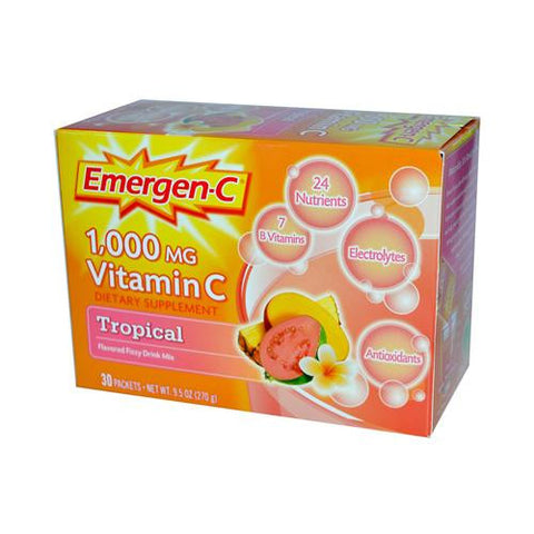 Alacer Emergen-c Vitamin C Fizzy Drink Mix Tropical - 1000 Mg - 30 Packets