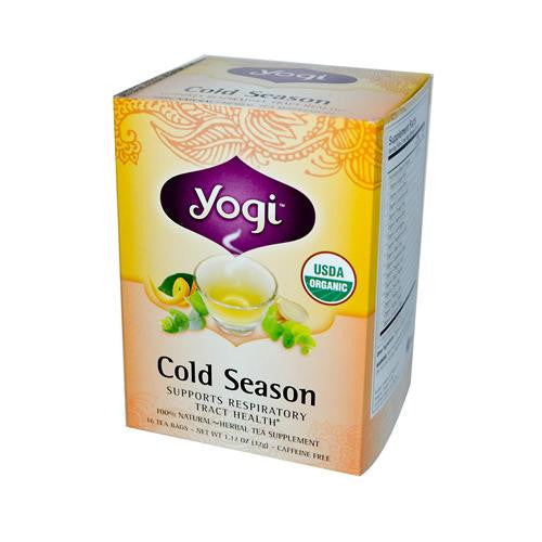 Yogi Organic Cold Season Herbal Tea Caffeine Free - 16 Tea Bags - Case Of 6