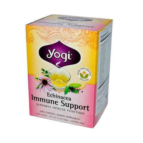 Yogi Immune Support Herbal Tea Echinacea - 16 Tea Bags - Case Of 6