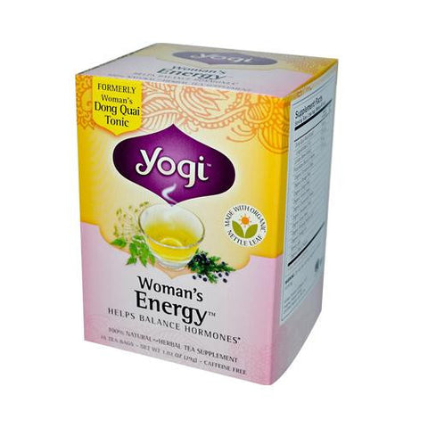 Yogi Woman's Energy Herbal Tea Caffeine Free - 16 Tea Bags - Case Of 6