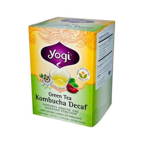 Yogi Herbal Green Tea Caffeine Free Kombucha - 16 Tea Bags - Case Of 6