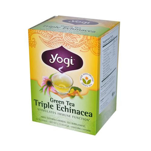 Yogi Triple Echinacea Herbal Green Tea - 16 Tea Bags - Case Of 6