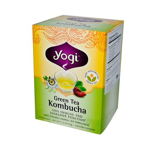 Yogi Herbal Green Tea Kombucha - 16 Tea Bags - Case Of 6