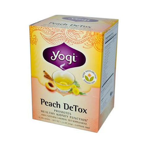 Yogi Detox Herbal Tea Caffeine Free Peach - 16 Tea Bags - Case Of 6