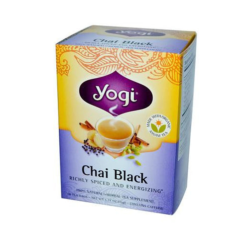 Yogi 100% Natural Herbal Tea Chai Black - 16 Tea Bags - Case Of 6