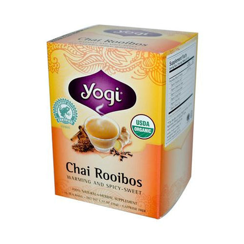 Yogi Organic Herbal Tea Caffeine Free Chai Rooibos - 16 Tea Bags - Case Of 6