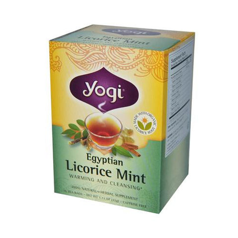 Yogi 100% Natural Herbal Tea Caffeine Free Egyptian Licorice Mint - 16 Tea Bags - Case Of 6