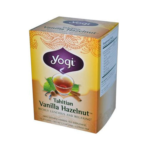 Yogi 100% Natural Herbal Tea Caffeine Free Vanilla Hazelnut - 16 Tea Bags - Case Of 6