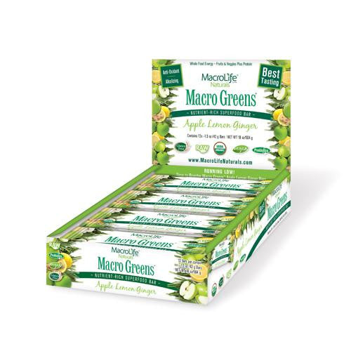 Macrolife Naturals Macro Green Bar - Apple Lemon Ginger - Case Of 12 - 1.5 Oz