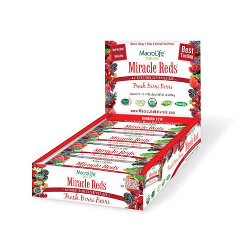 Macrolife Naturals Miracle Red Bar - Fresh Berri Berri - Case Of 12 - 1.5 Oz