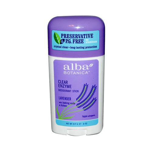 Alba Botanica Deodorant Stick Clear Enzyme Lavender - 2 Oz