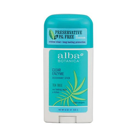 Alba Botanica Deodorant Stick Clear Enzyme Tea Tree - 2 Oz