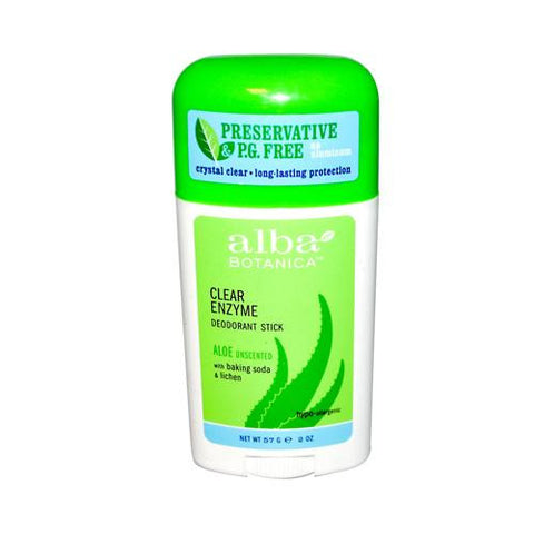 Alba Botanica Deodorant Stick Clear Enzyme Aloe Unscented - 2 Oz