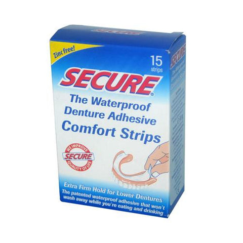 Secure Denture Adhesive Comfort Strips - 15 Strips