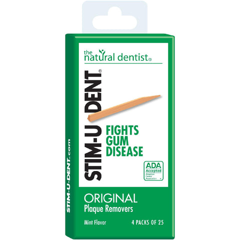 Natural Dentist Stim-u-dent Original Plaque Removers Mint - 100 Toothpicks - Case Of 12