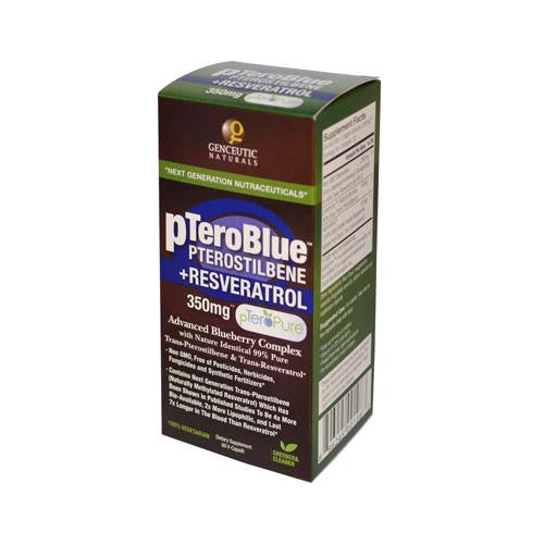 Genceutic Naturals Pteroblue Pterostilbene Plus Resveratrol - 350 Mg - 60 Vcaps