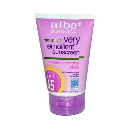 Alba Botanica Natural Very Emollient Sunscreen For Kids - Spf 45 - 4 Oz