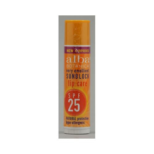 Alba Botanica Very Emollient Sunblock Lipcare Spf 25 - 0.15 Oz - Case Of 24