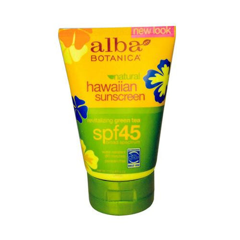 Alba Botanica Hawaiian Green Tea Natural Sunblock Spf 45 - 4 Fl Oz