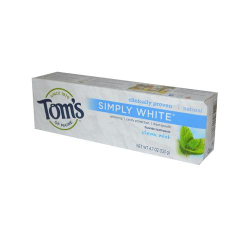 Tom's Of Maine Simply White Toothpaste Clean Mint - 4.7 Oz - Case Of 6