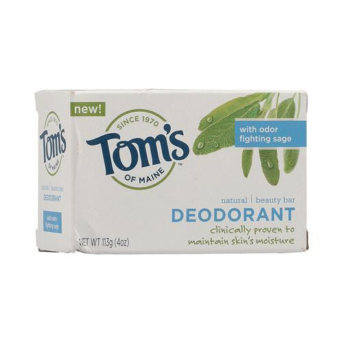 Tom's Of Maine Natural Beauty Bar Deodorant With Odor Fighting Sage - 4 Oz - Case Of 6