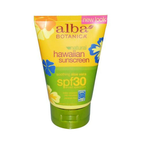 Alba Botanica Hawaiian Aloe Vera Natural Sunblock Spf 30 - 4 Fl Oz