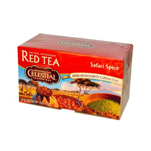 Celestial Seasonings African Rooibos Tea - Safari Spice - Caffeine Free - Case Of 6 - 20 Tea Bags