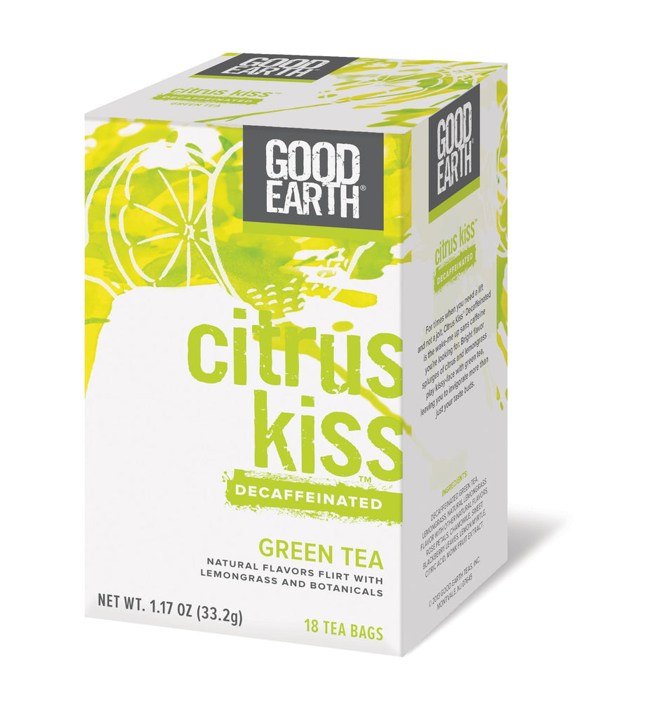 Good Earth Citrus Kiss Decaffeinated Green Tea - Case Of 6 - 18 Bags