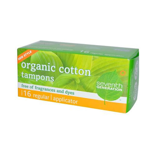 Seventh Generation Chlorine Free Organic Cotton Tampons - Regular - 16 Tampons - Case Of 12