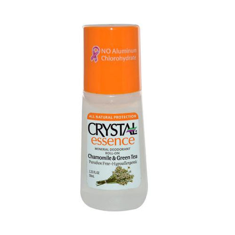 Crystal Essence Mineral Deodorant Roll-on Chamomile And Green Tea - 2.25 Fl Oz