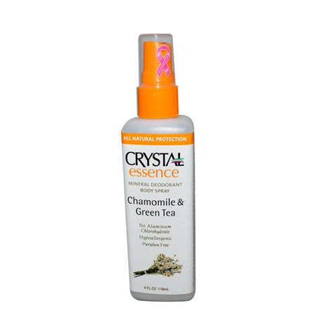 Crystal Essence Mineral Deodorant Body Spray Chamomile And Green Tea - 4 Fl Oz