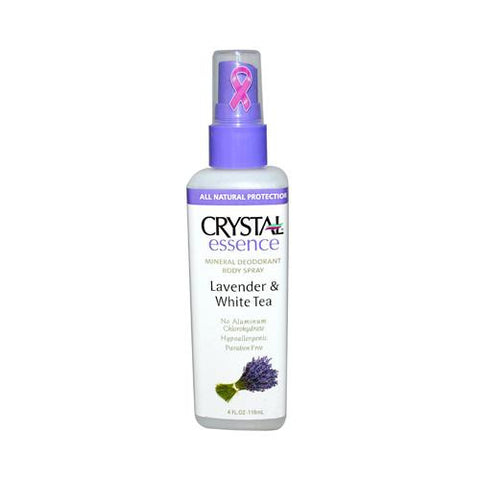 Crystal Essence Mineral Deodorant Body Spray Lavender And White Tea - 4 Fl Oz