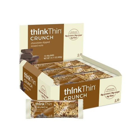 Think Products Thin Crunch Bar - Chocolate Dipped Nut - Case Of 10 - 1.41 Oz